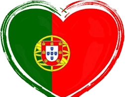 Learn Portuguese with Isabel logo: a heart painted in the Portuguese flag